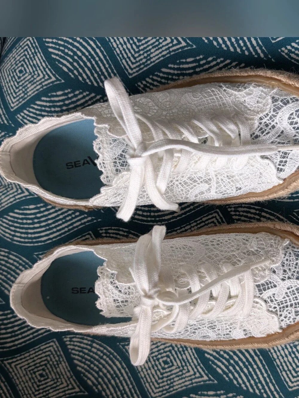 SeaVees White Lace Espadrille Sneakers 7.5